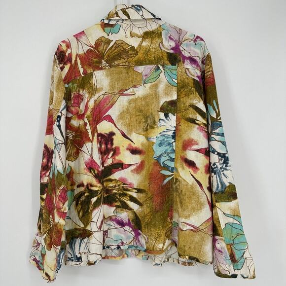 Chicos Jacket Womens MEDIUM Linen Lightweight Summer Spring Travel Boho Travel - Picture 7 of 10
